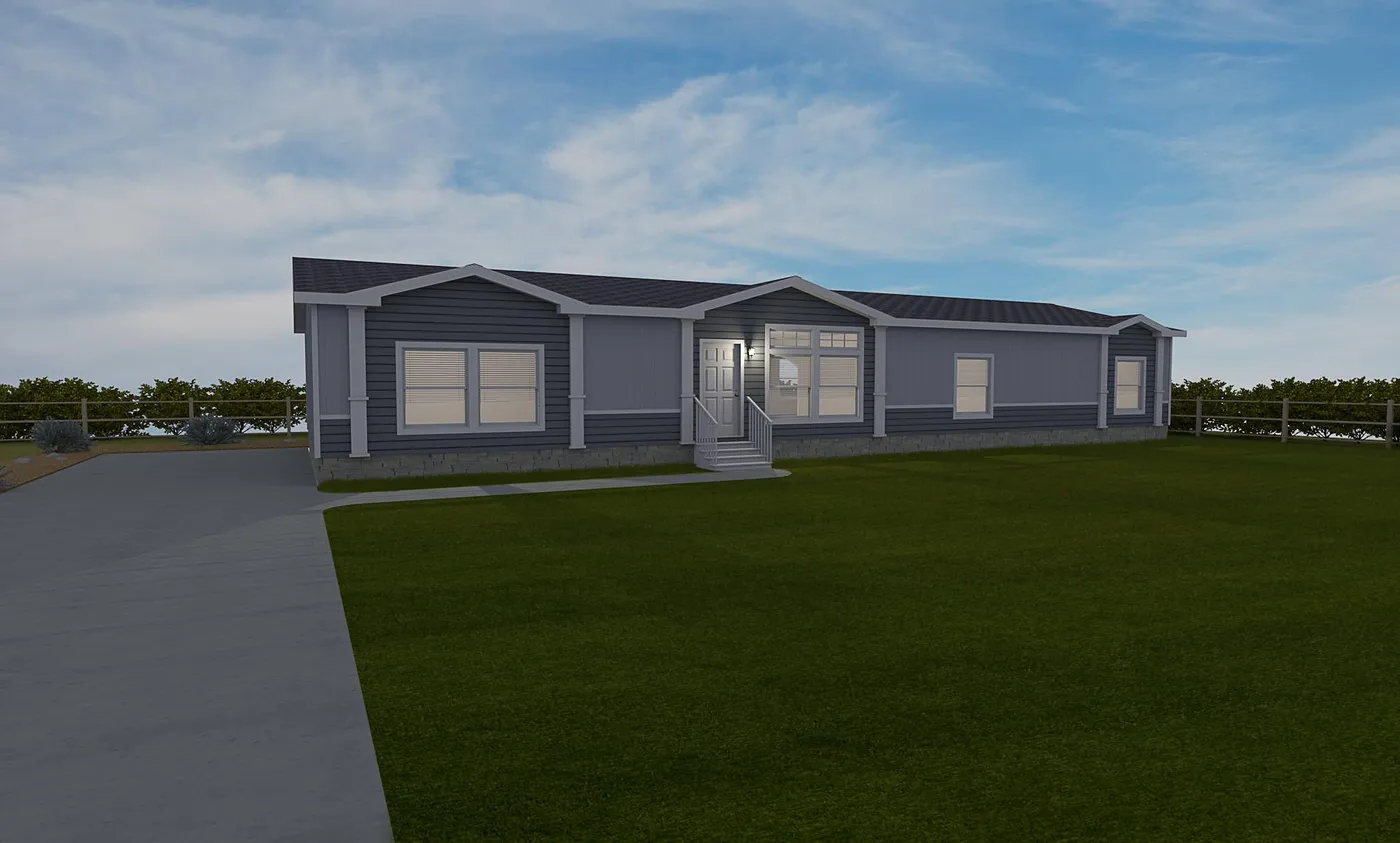 The K3076B Exterior. This Manufactured Mobile Home features 4 bedrooms and 2 baths.