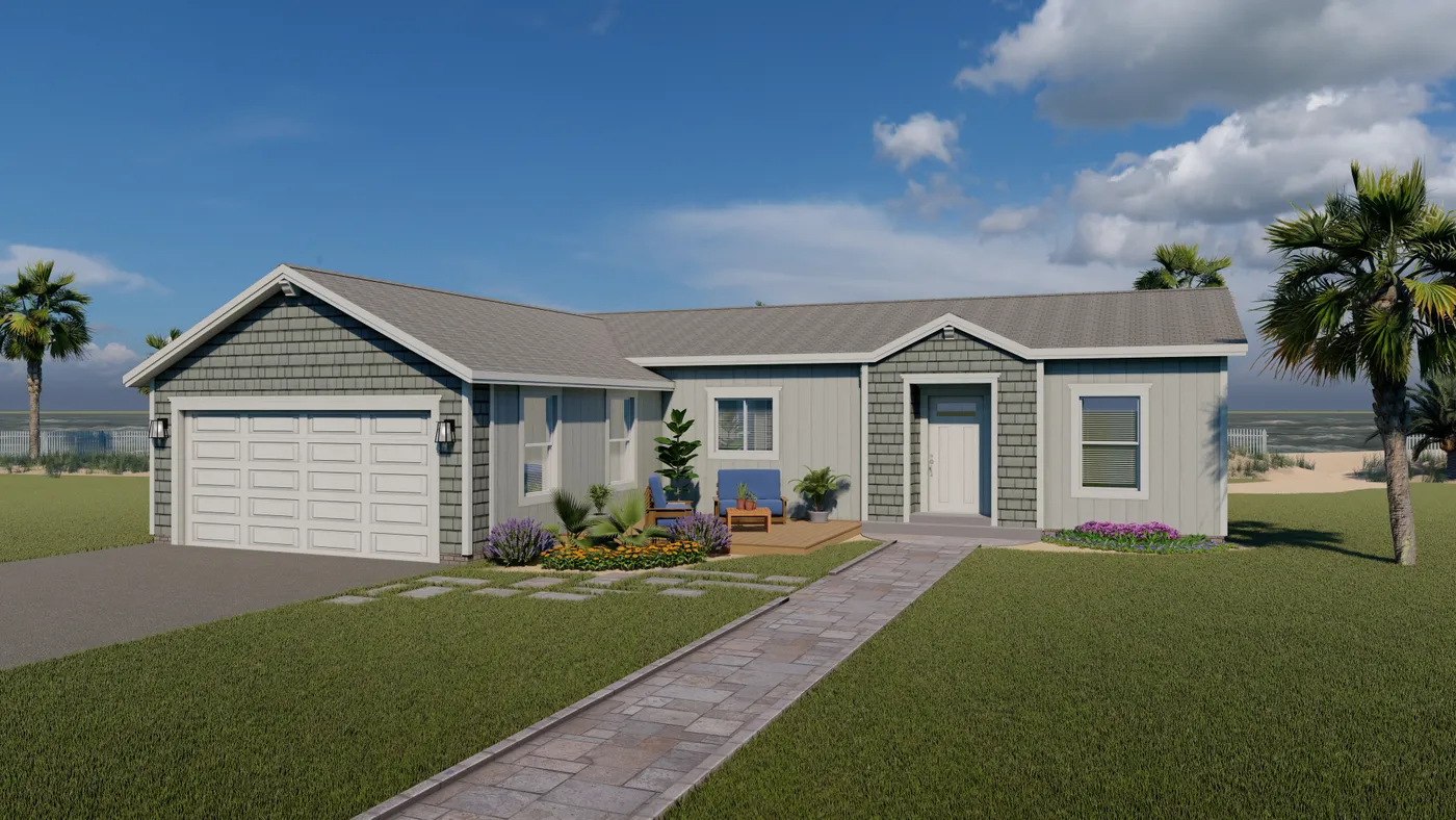 The CORONADO 2452G Coastal Exterior. This Manufactured Mobile Home features 3 bedrooms and 2 baths.