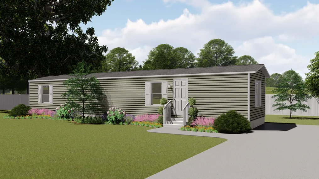 The BLISS Exterior. This Manufactured Mobile Home features 2 bedrooms and 1 bath.