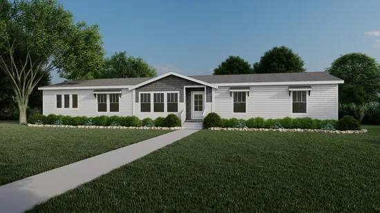 The THE HUXTON Exterior. This Manufactured Mobile Home features 4 bedrooms and 3 baths.