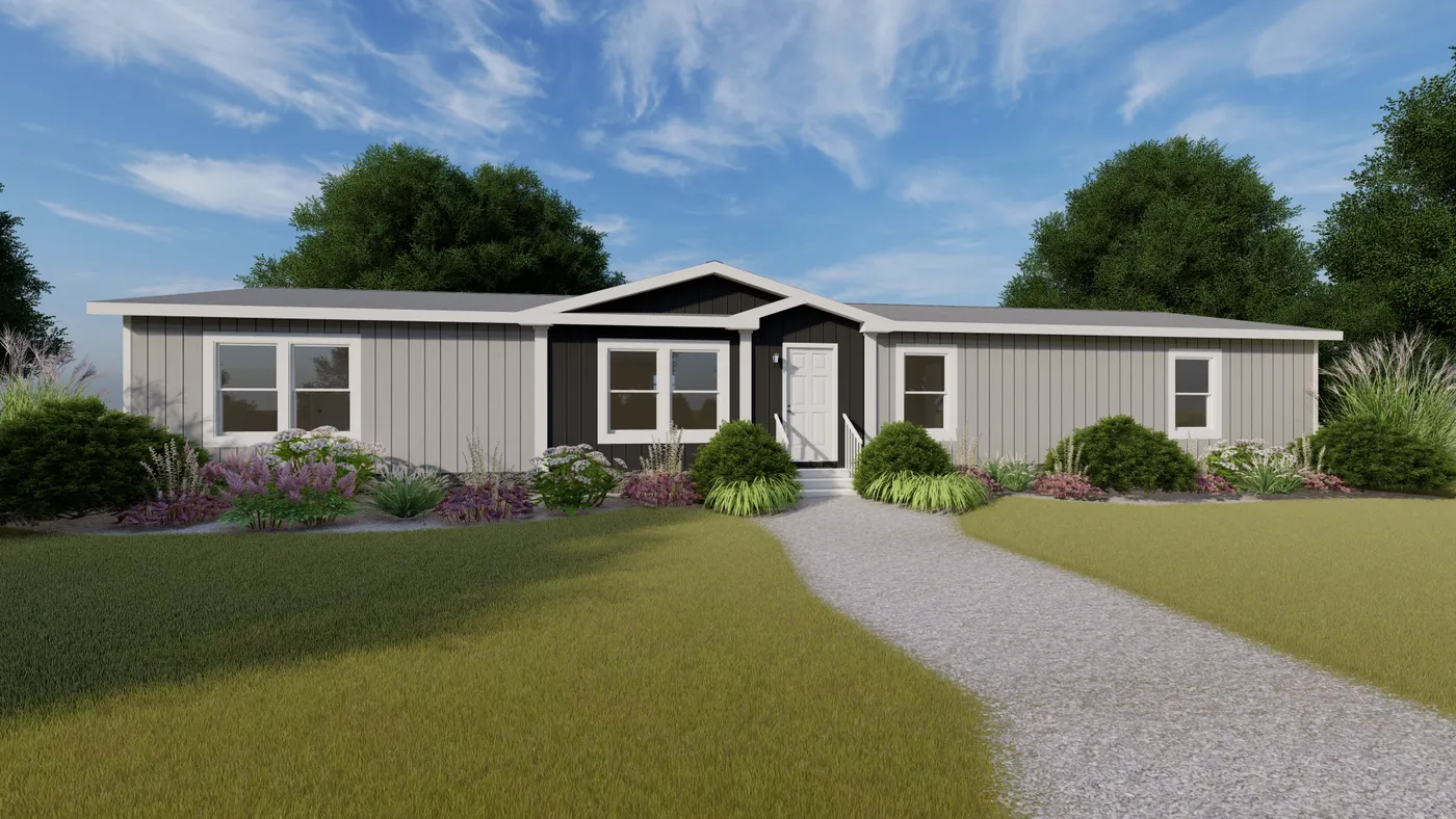 The THE CHOICE Exterior. This Manufactured Mobile Home features 4 bedrooms and 2 baths.