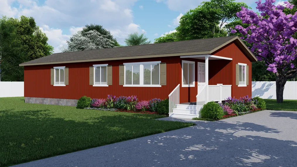 The FAIRPOINT 20523B Optional Porch and Standard Exterior. This Manufactured Mobile Home features 3 bedrooms and 2 baths.