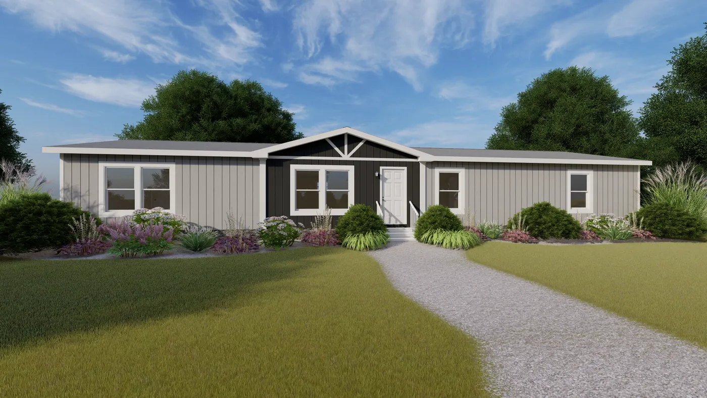 The THE CHOICE Exterior. This Manufactured Mobile Home features 4 bedrooms and 2 baths.