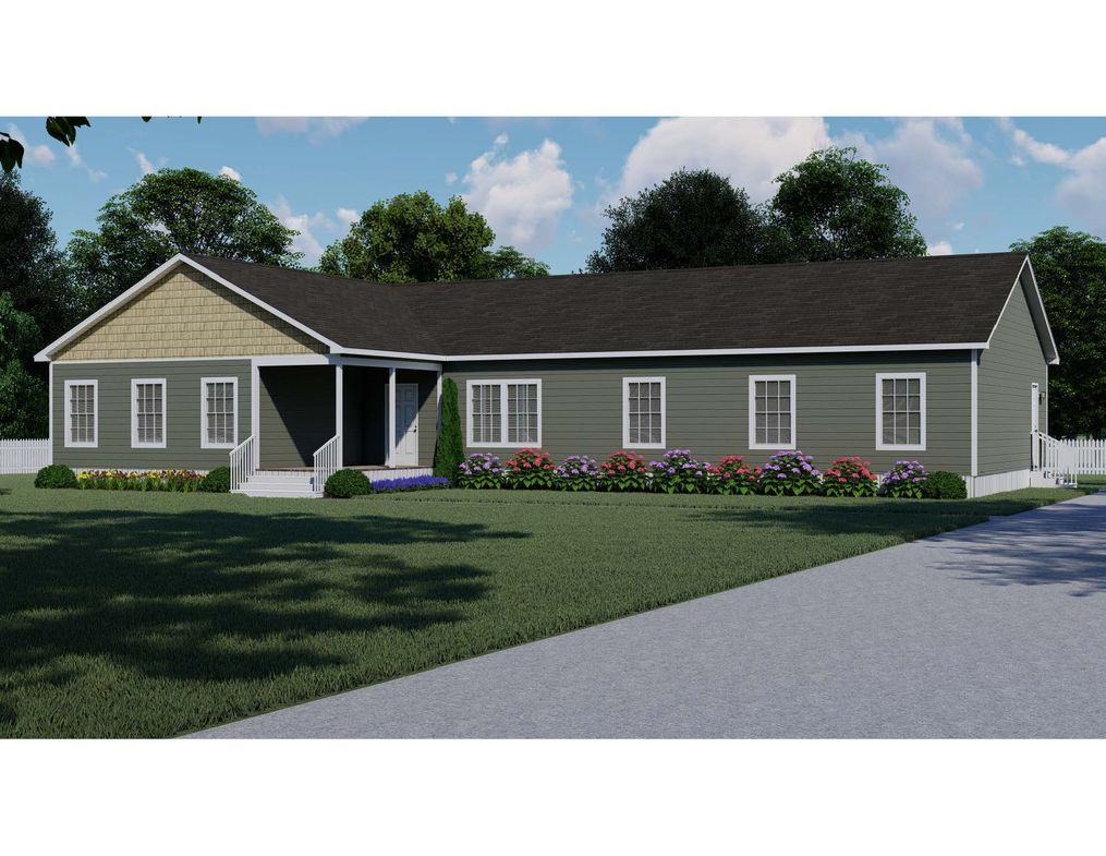 The 3539 JAMESTOWN Exterior. This Modular Home features pod 3 bedrooms and 2 baths.