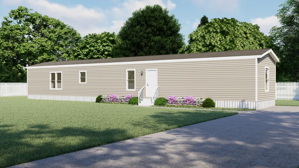 The THE ANNIVERSARY 76 Exterior. This Manufactured Mobile Home features 3 bedrooms and 2 baths.