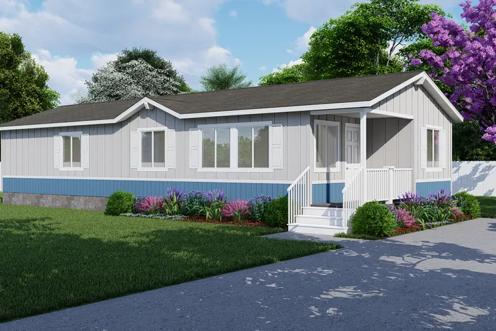 The FAIRPOINT 20523B Optional Porch and Heritage Exterior. This Manufactured Mobile Home features 3 bedrooms and 2 baths.