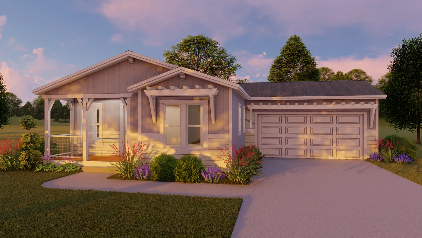 The CORONADO 2456B Trellis Exterior. This Manufactured Mobile Home features 3 bedrooms and 2 baths.