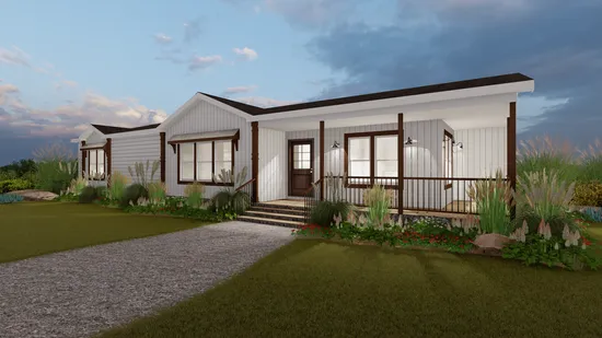 The THE DAISY-MAE Exterior. This Manufactured Mobile Home features 3 bedrooms and 2 baths.