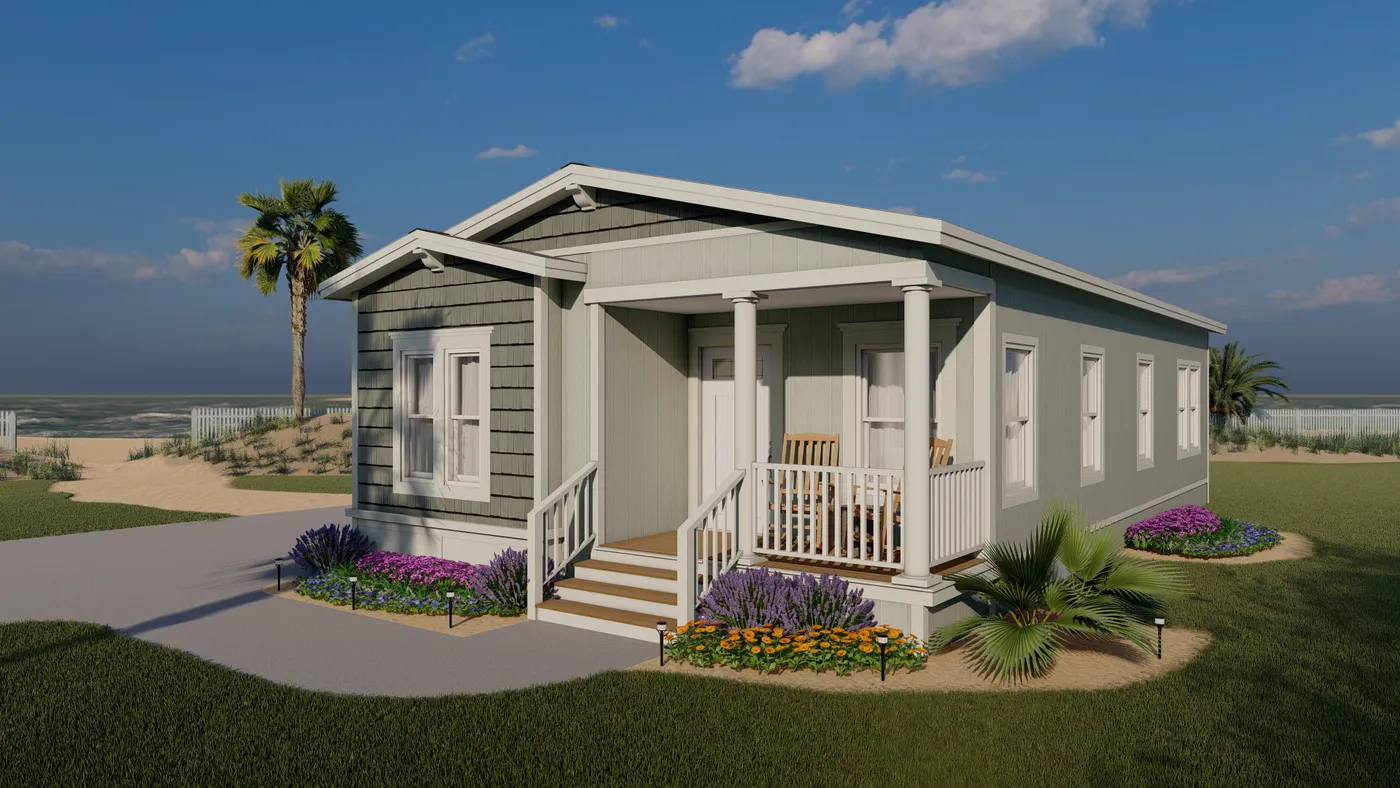 The CORONADO 2458B Coastal Exterior. This Manufactured Mobile Home features 3 bedrooms and 2 baths.