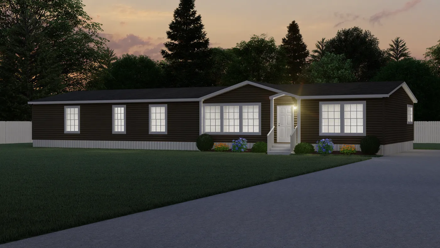 The THE LEAHY Exterior. This Manufactured Mobile Home features 4 bedrooms and 2 baths.