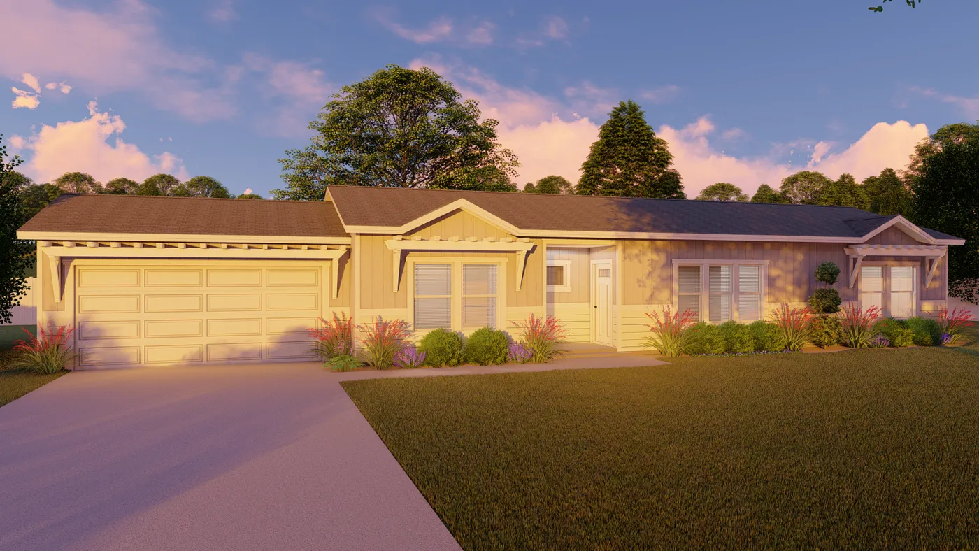 The CORONADO 24563A Trellis Exterior. This Manufactured Mobile Home features 3 bedrooms and 2 baths.