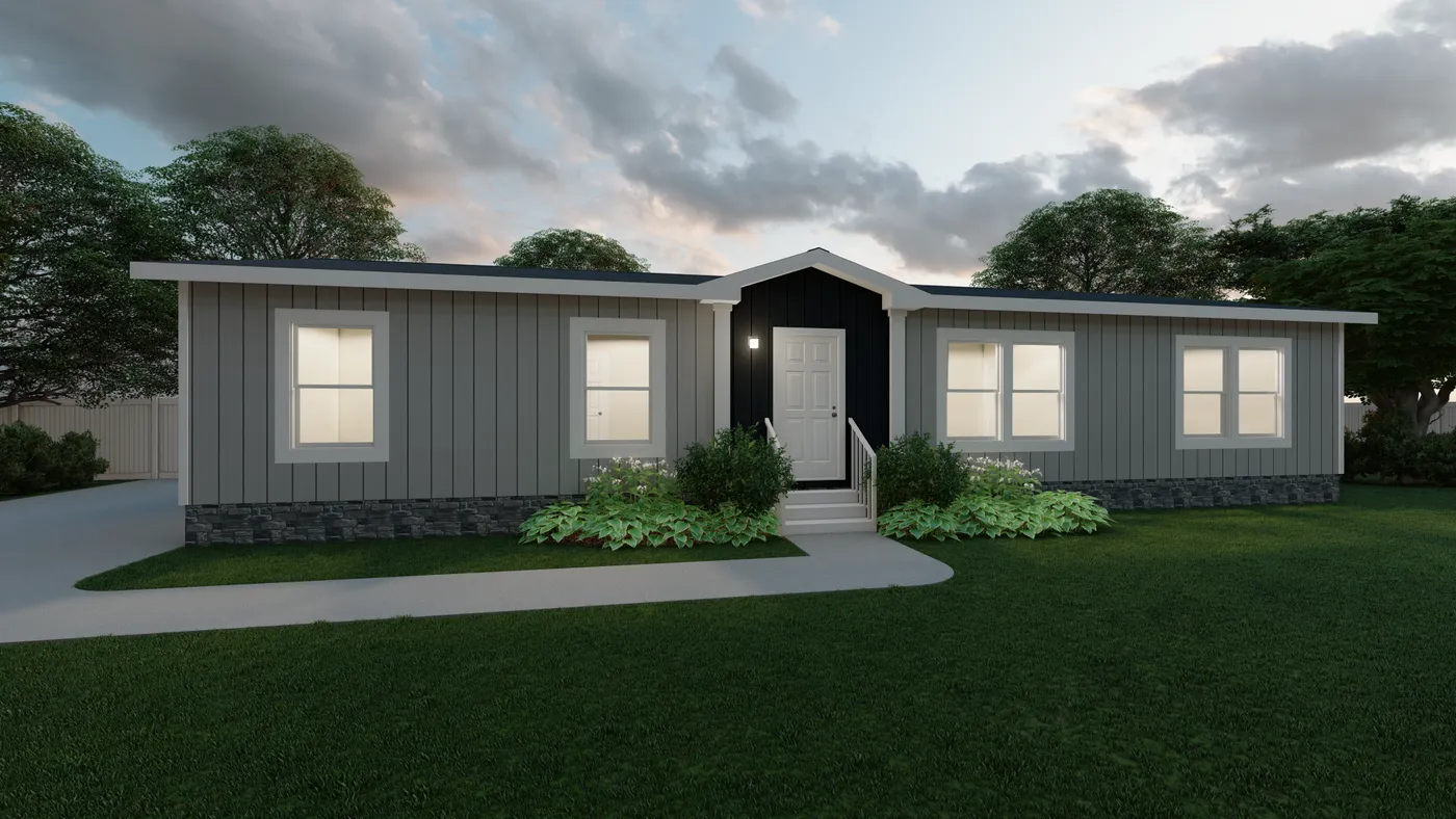 The PT 78 LS Exterior. This Manufactured Mobile Home features 3 bedrooms and 2 baths.