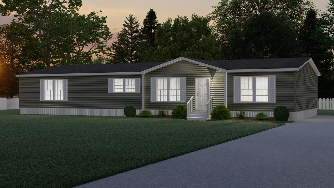 The THE INGRAM Exterior. This Manufactured Mobile Home features 3 bedrooms and 2 baths.