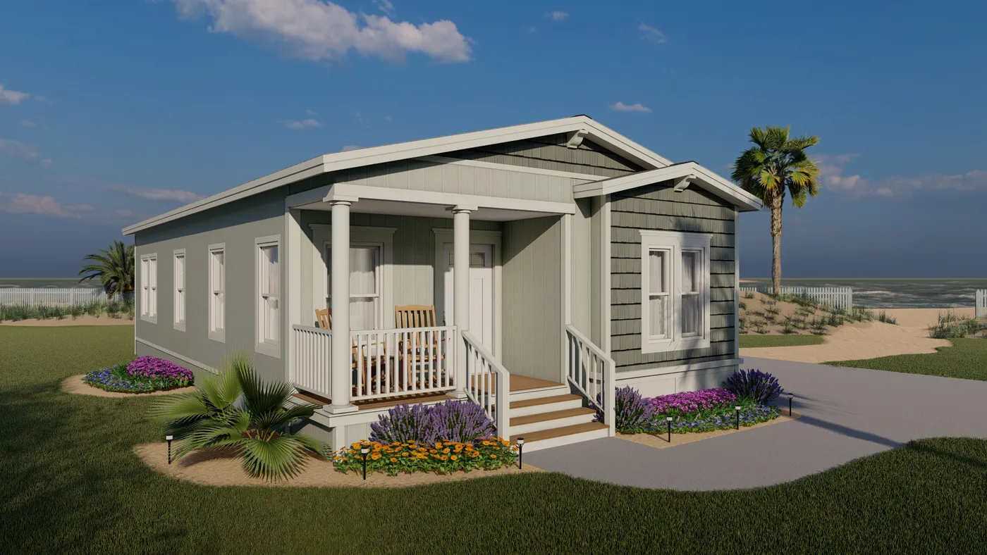 The CORONADO 2446B Coastal Exterior. This Manufactured Mobile Home features 2 bedrooms and 2 baths.