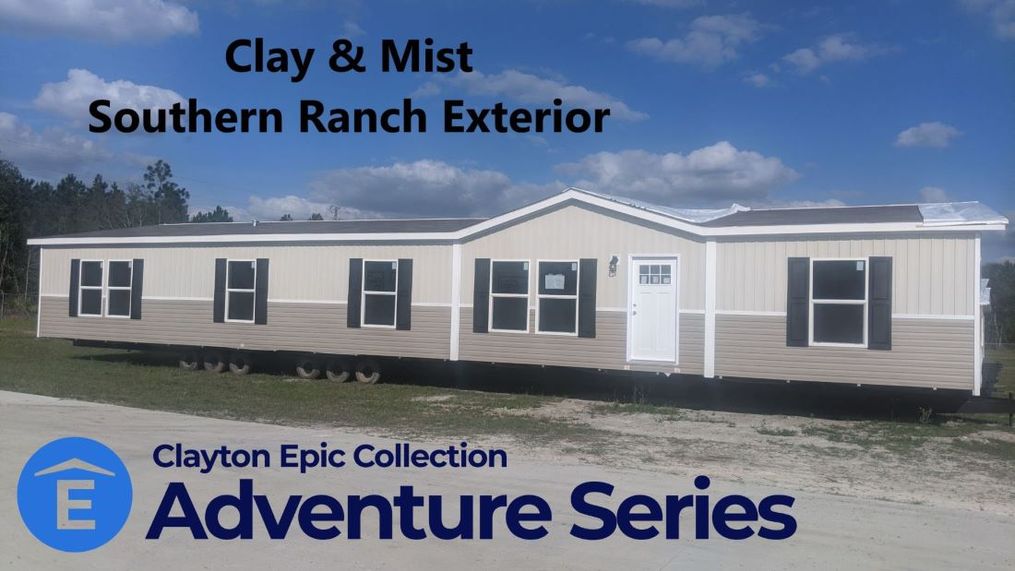 The EVEREST with Clay & Mist Sourhern Ranch Exterior. This Manufactured Mobile Home features 4 bedrooms and 2 baths.