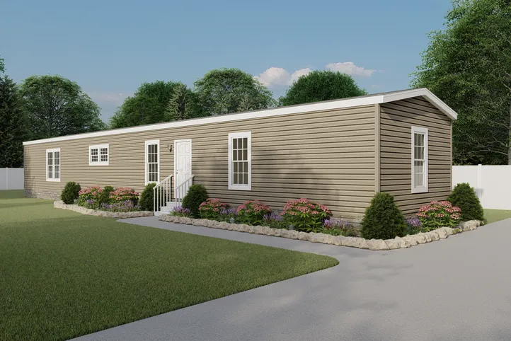 The THE BEXAR Exterior. This Manufactured Mobile Home features 3 bedrooms and 2 baths.