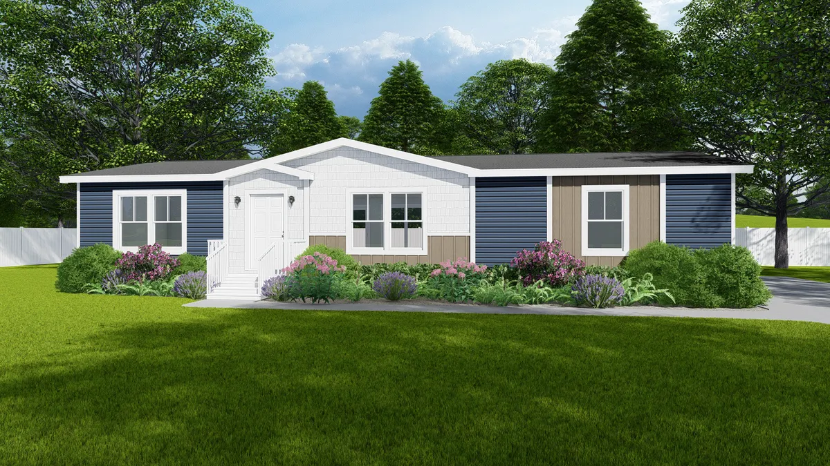 The THE WASHINGTON Exterior. This Manufactured Mobile Home features 3 bedrooms and 2 baths.