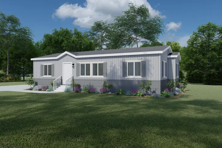 The FAIRPOINT 24463A Optional Front End Peak Truss and Cottage Exterior. This Manufactured Mobile Home features 3 bedrooms and 2 baths.