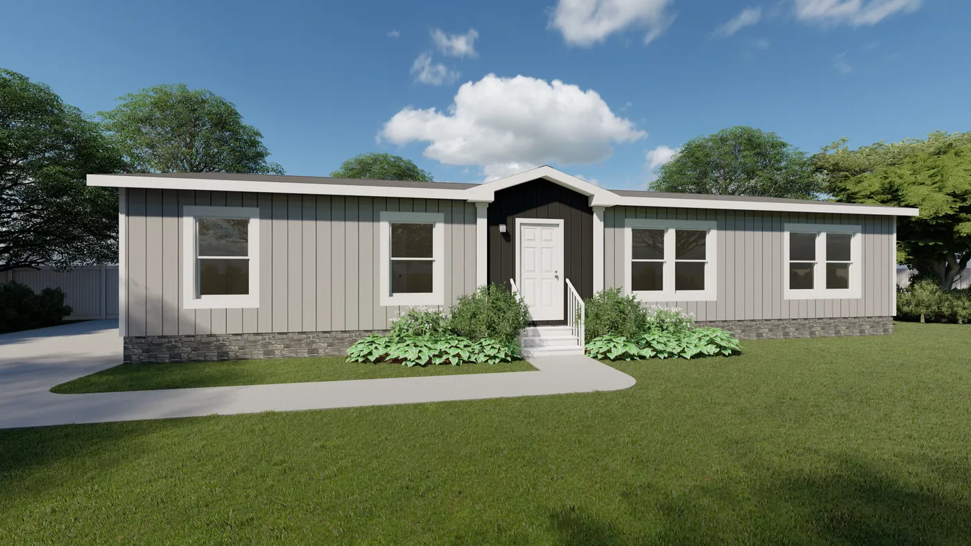 The PT 78 Exterior. This Manufactured Mobile Home features 3 bedrooms and 2 baths.