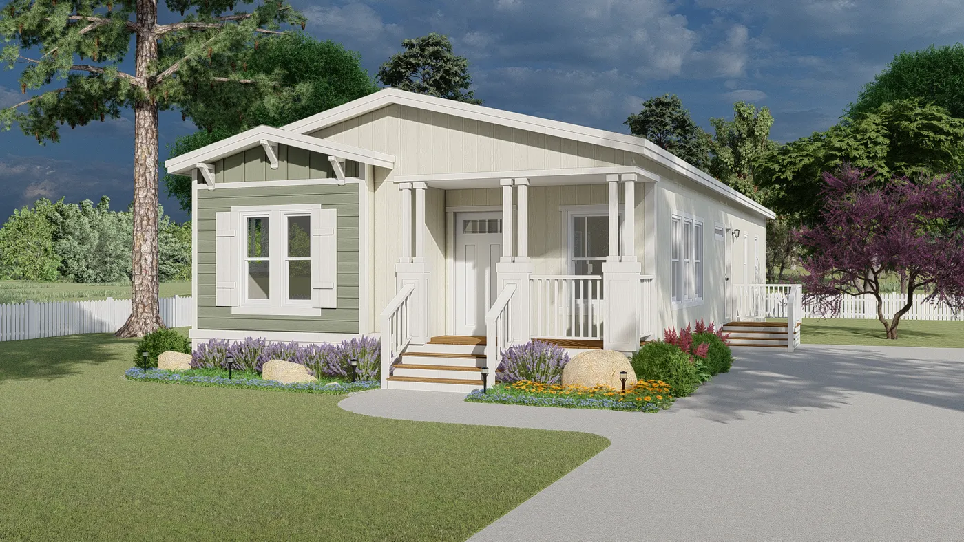The CORONADO 2458F Craftsman Exterior. This Manufactured Mobile Home features 3 bedrooms and 3 baths.
