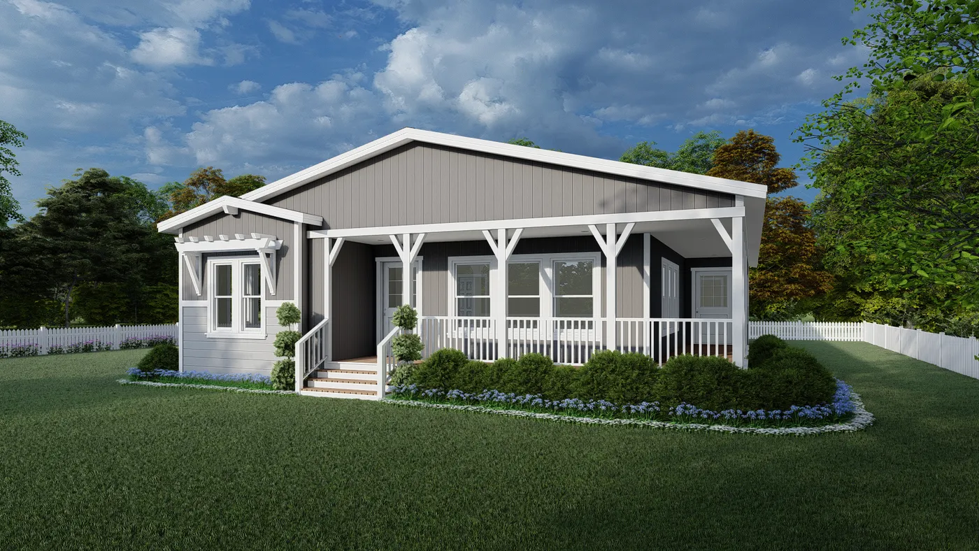 The CORONADO 3760A Trellis Exterior. This Manufactured Mobile Home features 3 bedrooms and 2.5 baths.