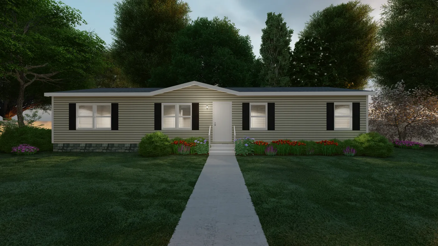 The MARVEL Exterior. This Manufactured Mobile Home features 4 bedrooms and 2 baths.