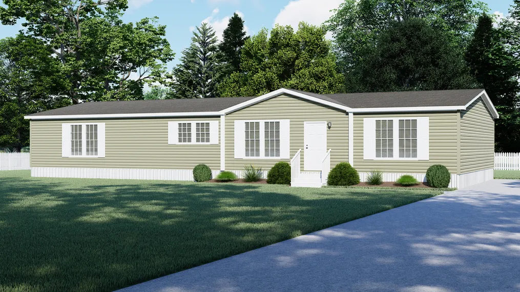 The THE INGRAM Exterior. This Manufactured Mobile Home features 3 bedrooms and 2 baths.