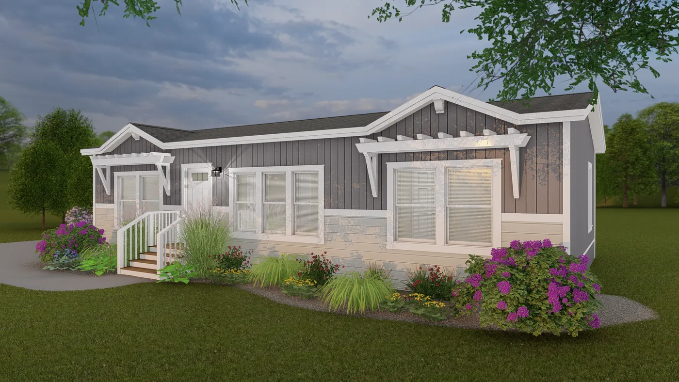 The CORONADO 2446A Trellis Exterior. This Manufactured Mobile Home features 3 bedrooms and 2 baths.