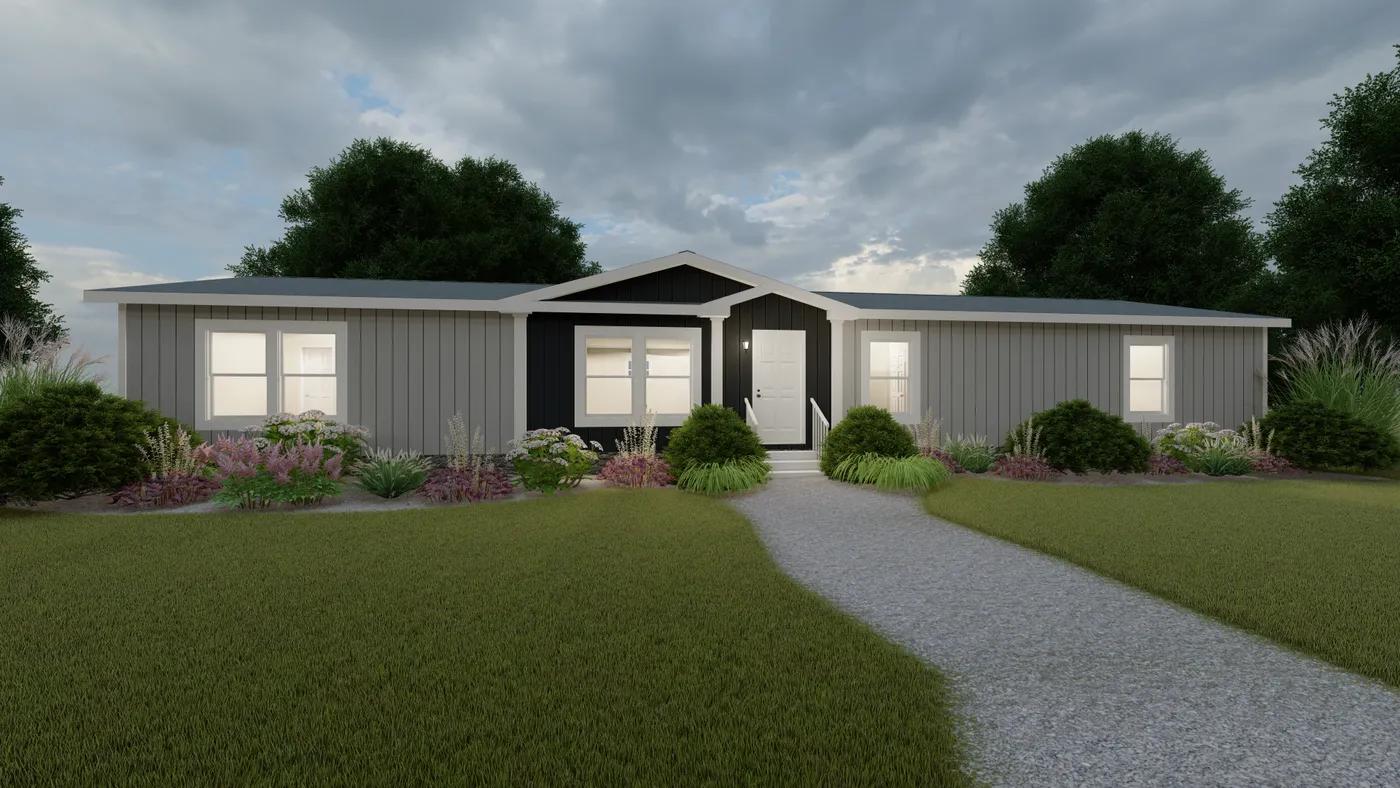 The THE CHOICE Exterior. This Manufactured Mobile Home features 4 bedrooms and 2 baths.