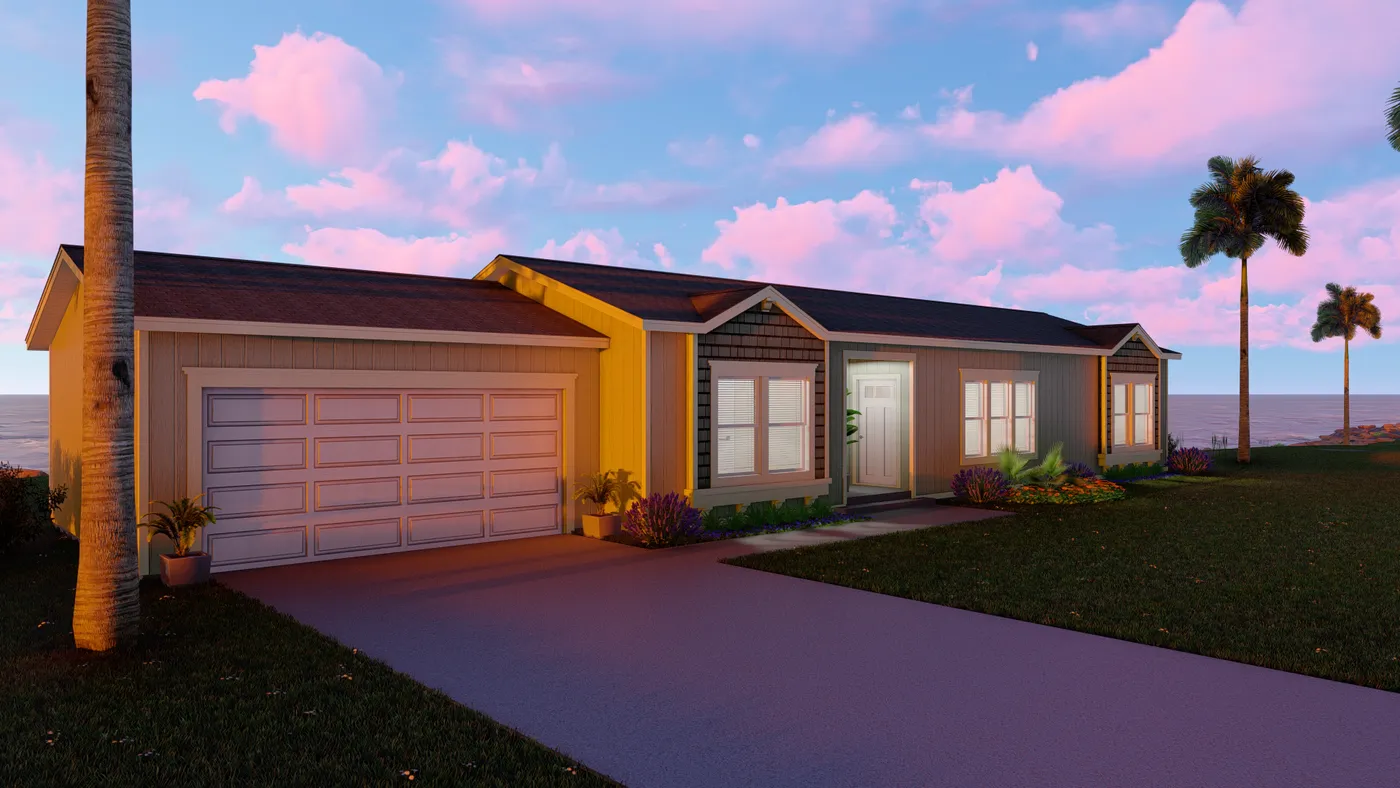 The CORONADO 24563A Coastal Exterior. This Manufactured Mobile Home features 3 bedrooms and 2 baths.