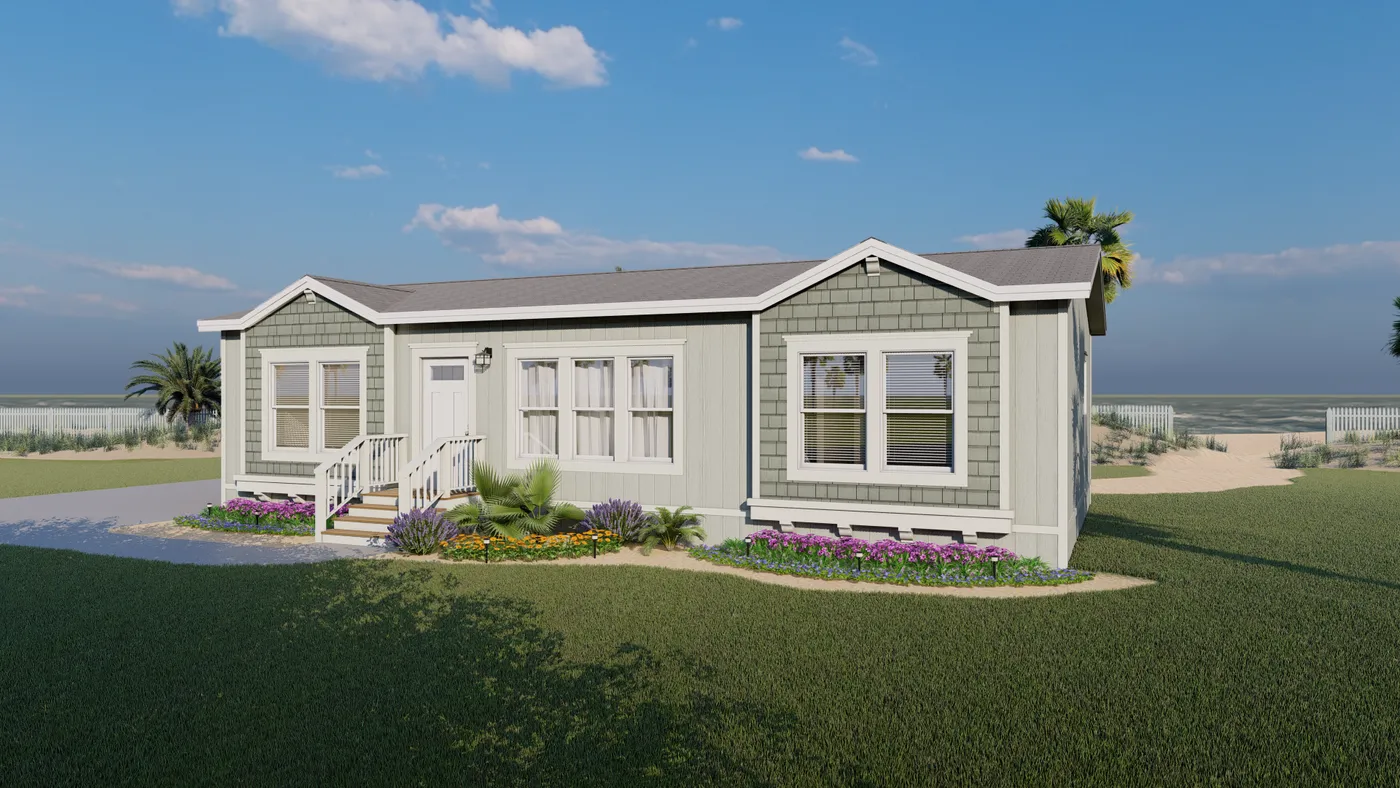 The CORONADO 2446A Coastal Exterior. This Manufactured Mobile Home features 3 bedrooms and 2 baths.