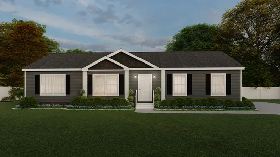 The 3542 JAMESTOWN Exterior. This Modular Home features 3 bedrooms and 2 baths.