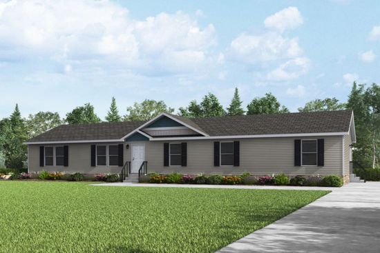 The PONDEROSA PINE 7628-727 Exterior. This Manufactured Mobile Home features 4 bedrooms and 2 baths.