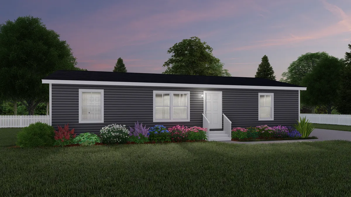The LIFESTYLE 65-2 Exterior. This Manufactured Mobile Home features 3 bedrooms and 2 baths.