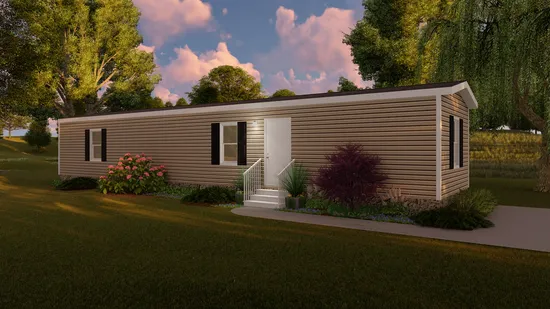 The DELIGHT Exterior. This Manufactured Mobile Home features 2 bedrooms and 2 baths.