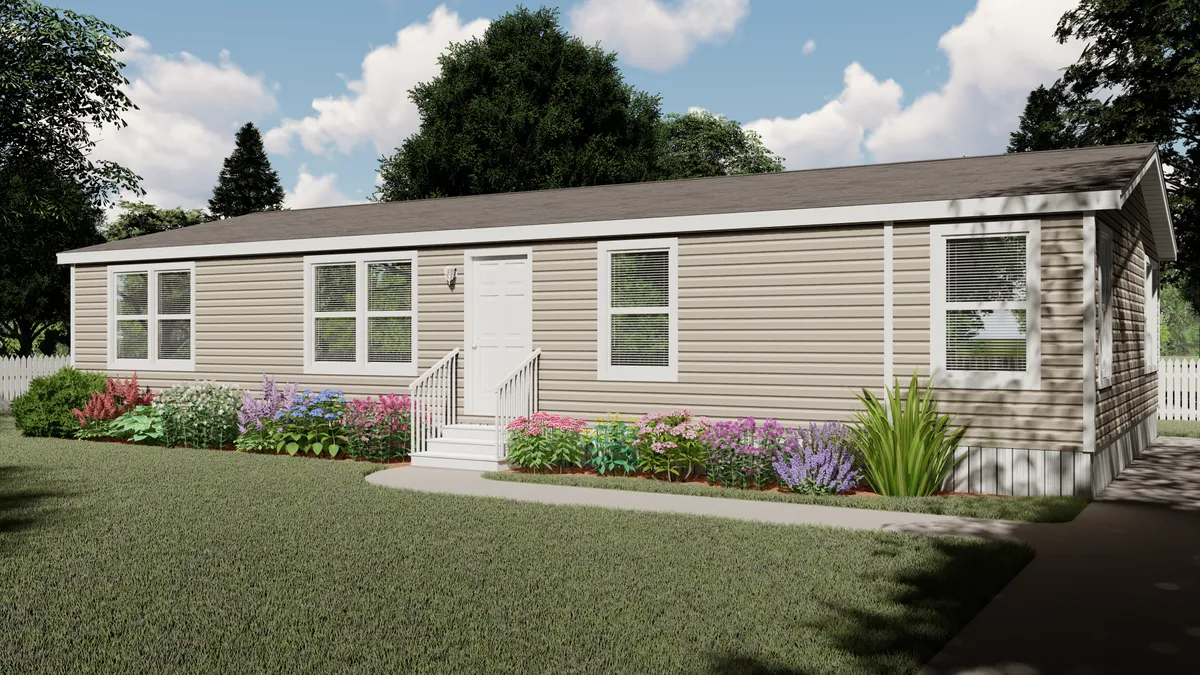 The LIFESTYLE 211 Exterior. This Manufactured Mobile Home features 3 bedrooms and 2 baths.