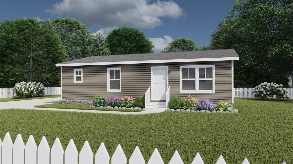 The LIFESTYLE 208-1 Exterior. This Manufactured Mobile Home features 2 bedrooms and 2 baths.
