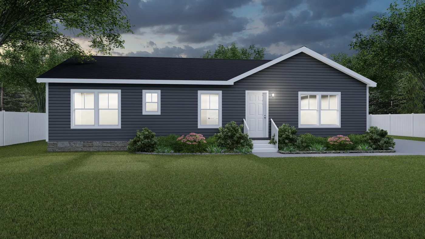 The LEGEND 76-4 Exterior. This Manufactured Mobile Home features 3 bedrooms and 2 baths.