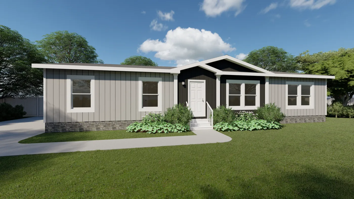 The PT 78 Exterior. This Manufactured Mobile Home features 3 bedrooms and 2 baths.