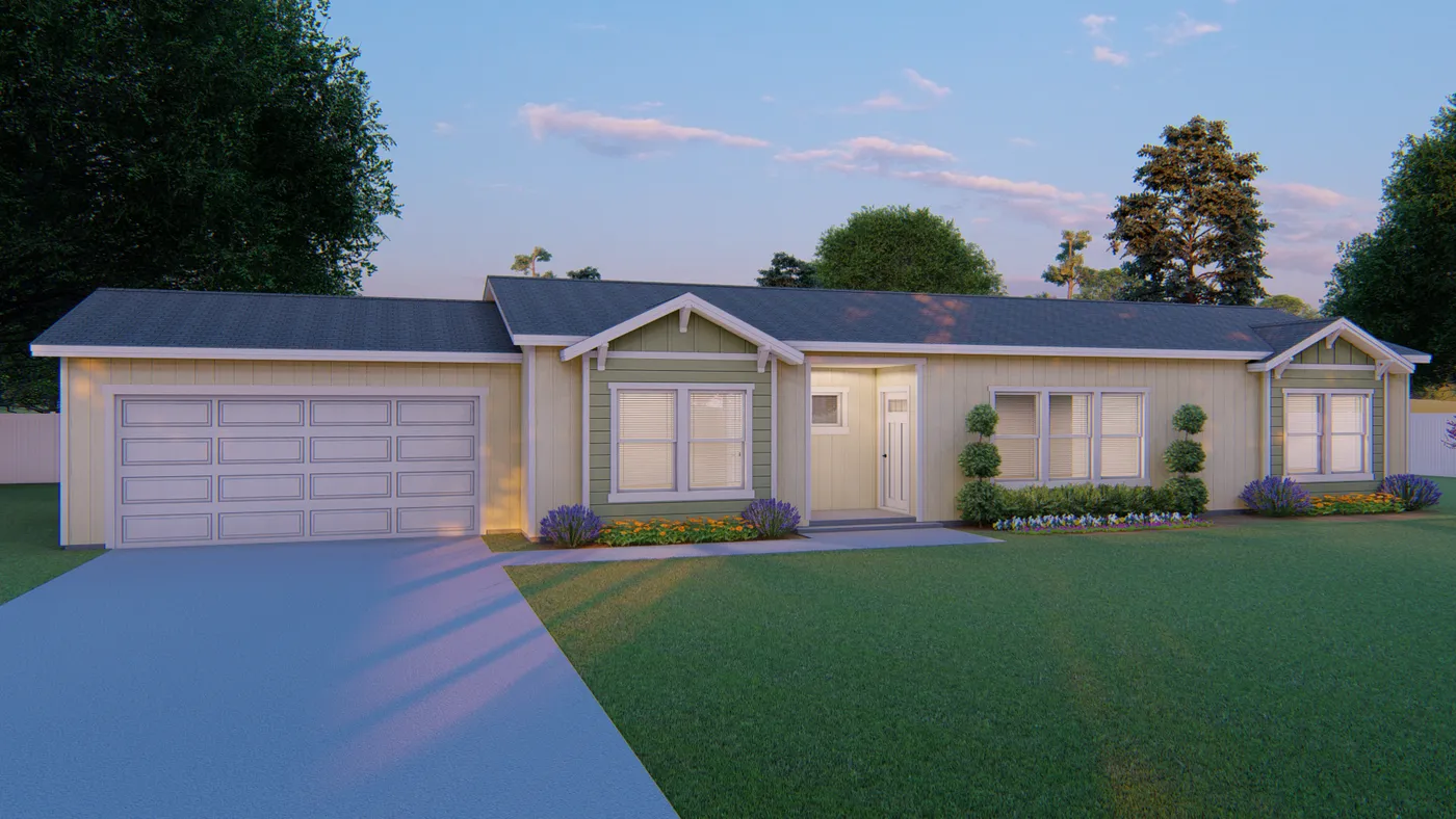 The CORONADO 24563A Craftsman Exterior. This Manufactured Mobile Home features 3 bedrooms and 2 baths.