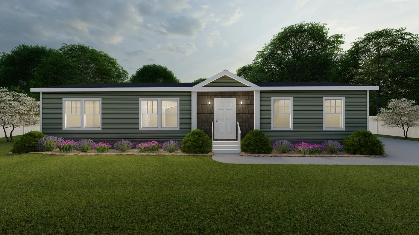 The 4608 ROCKETEER 5628 Exterior. This Manufactured Mobile Home features 3 bedrooms and 2 baths.