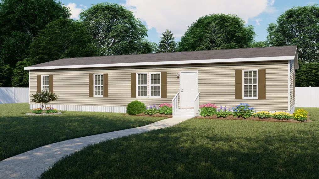 The THE ELITE 60 Exterior. This Manufactured Mobile Home features 4 bedrooms and 2 baths.