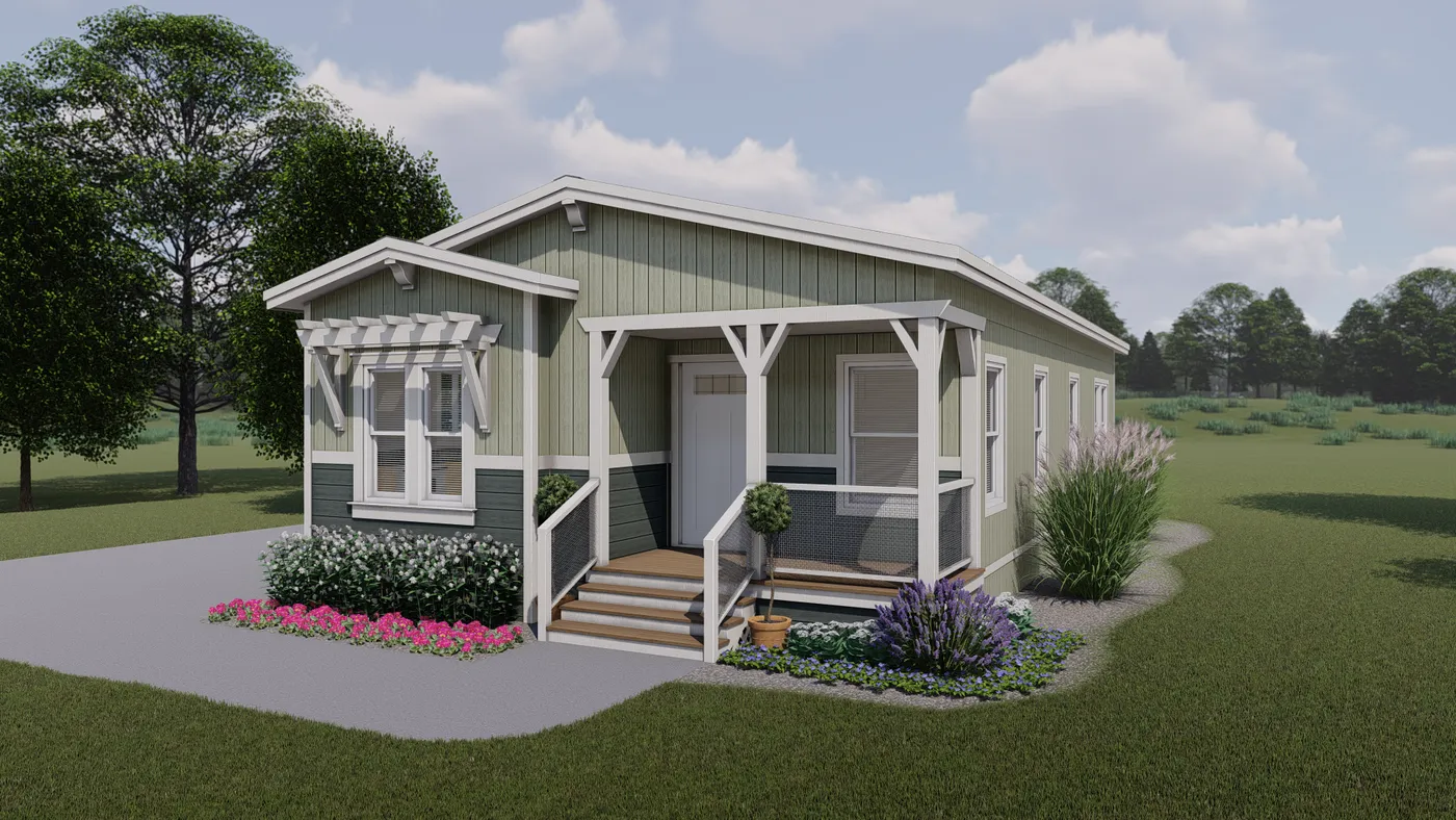 The CORONADO 2458B Trellis Exterior. This Manufactured Mobile Home features 3 bedrooms and 2 baths.
