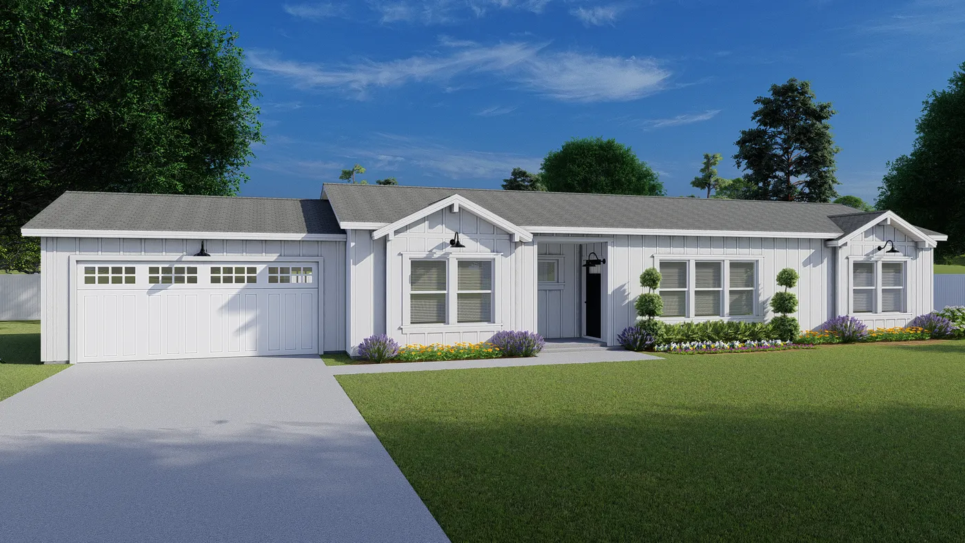 The CORONADO 2456A Farmhouse Exterior. This Manufactured Mobile Home features 3 bedrooms and 2 baths.