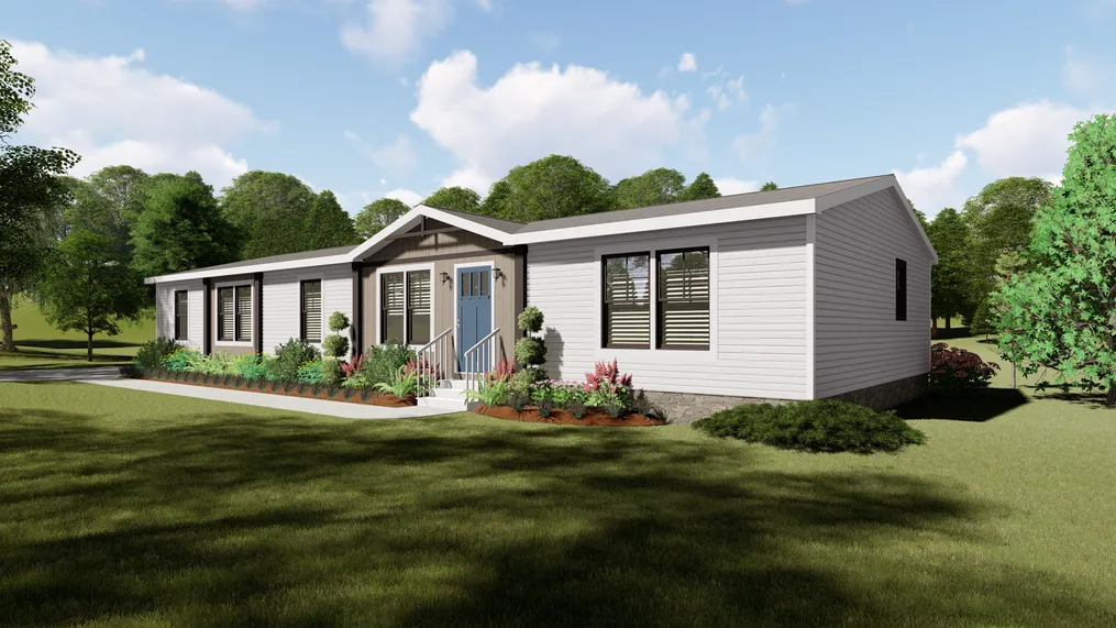 The AMELIA Exterior. This Manufactured Mobile Home features 4 bedrooms and 2 baths.