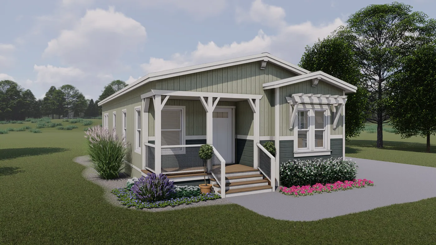The CORONADO 2446B Trellis Exterior. This Manufactured Mobile Home features 2 bedrooms and 2 baths.