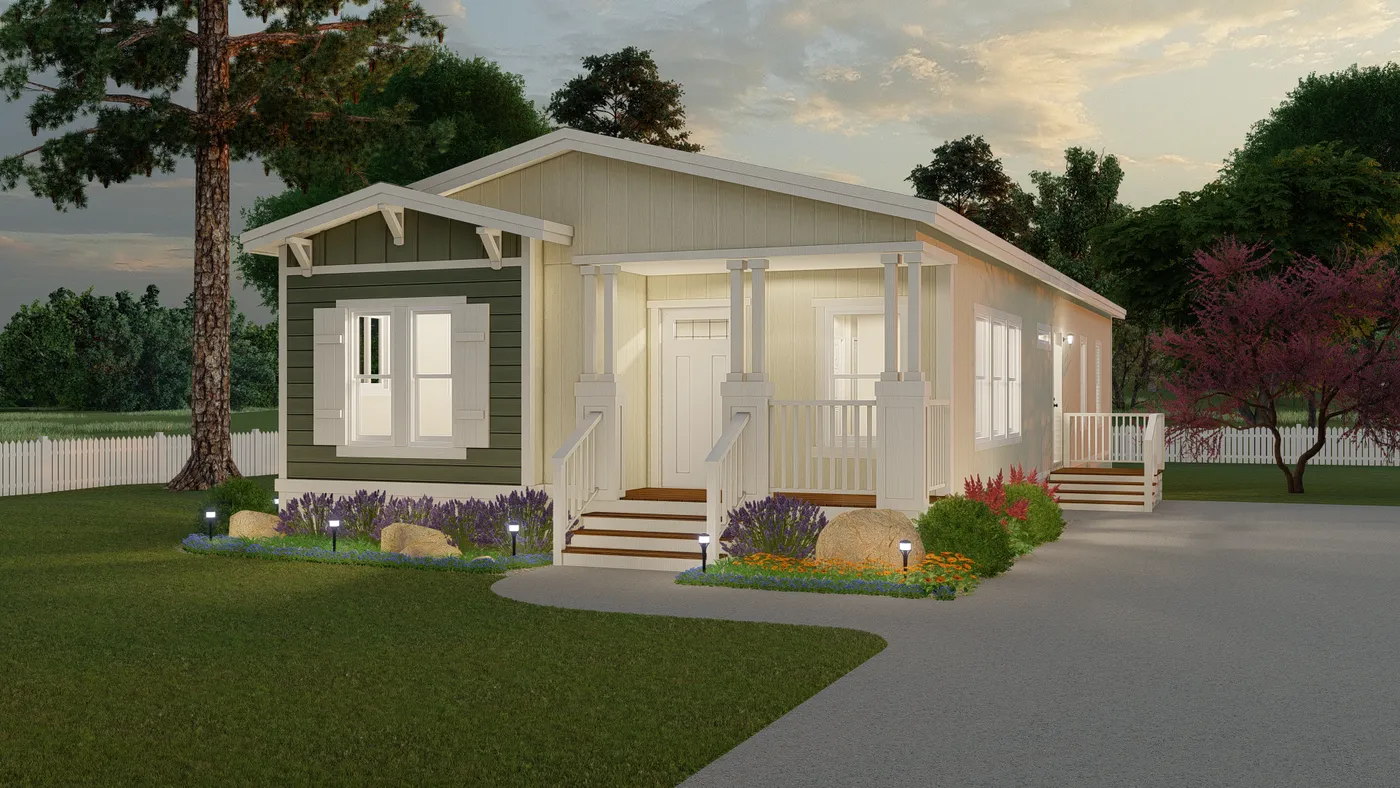 The CORONADO 2458F Craftsman Exterior. This Manufactured Mobile Home features 3 bedrooms and 3 baths.