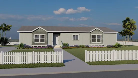 The CORONADO 3766A Coastal Exterior. This Manufactured Mobile Home features 3 bedrooms and 2.5 baths.