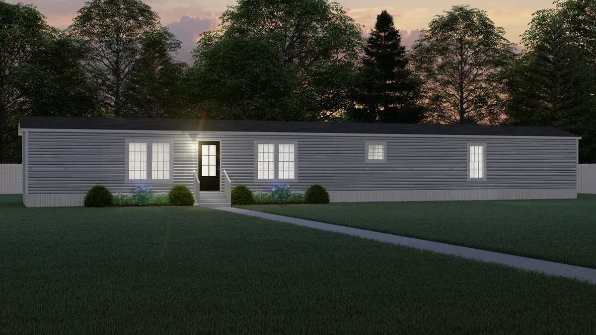 The THE BOBBY JO Exterior. This Manufactured Mobile Home features 3 bedrooms and 2 baths.