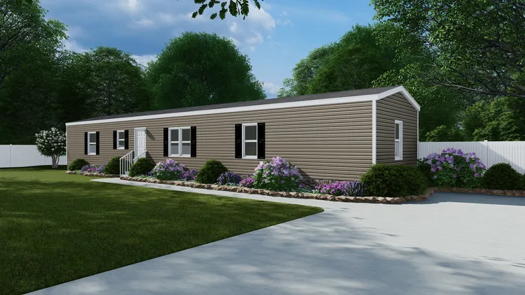 The THE BREEZE Exterior. This Manufactured Mobile Home features 3 bedrooms and 2 baths.